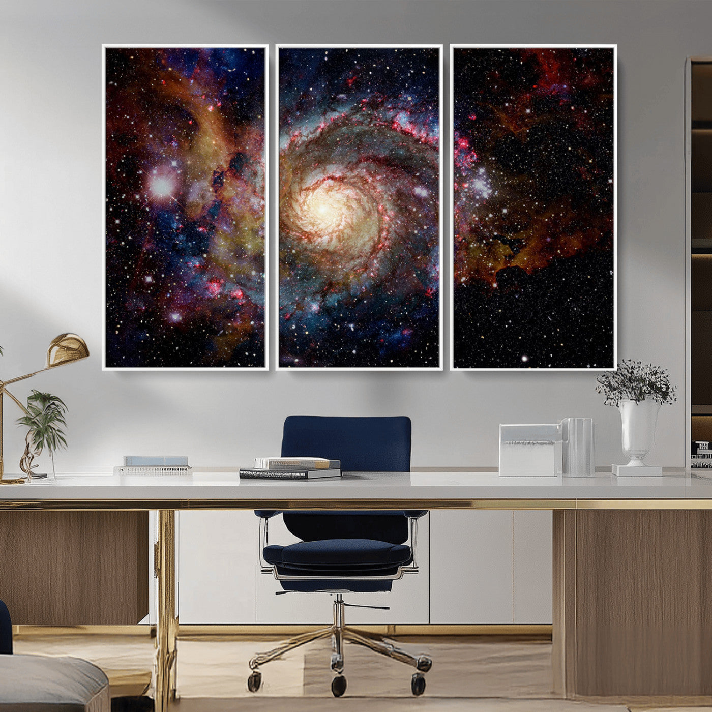 -Nebula and Galaxies in Space Wall Art Canvas Print, Spiral Galaxy Wall Art Canvas Print