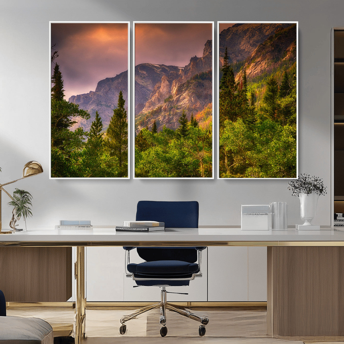 -Colorado Rockies Mountains Wall Art Canvas Print | Ready to Hang Framed Mountain Landscape