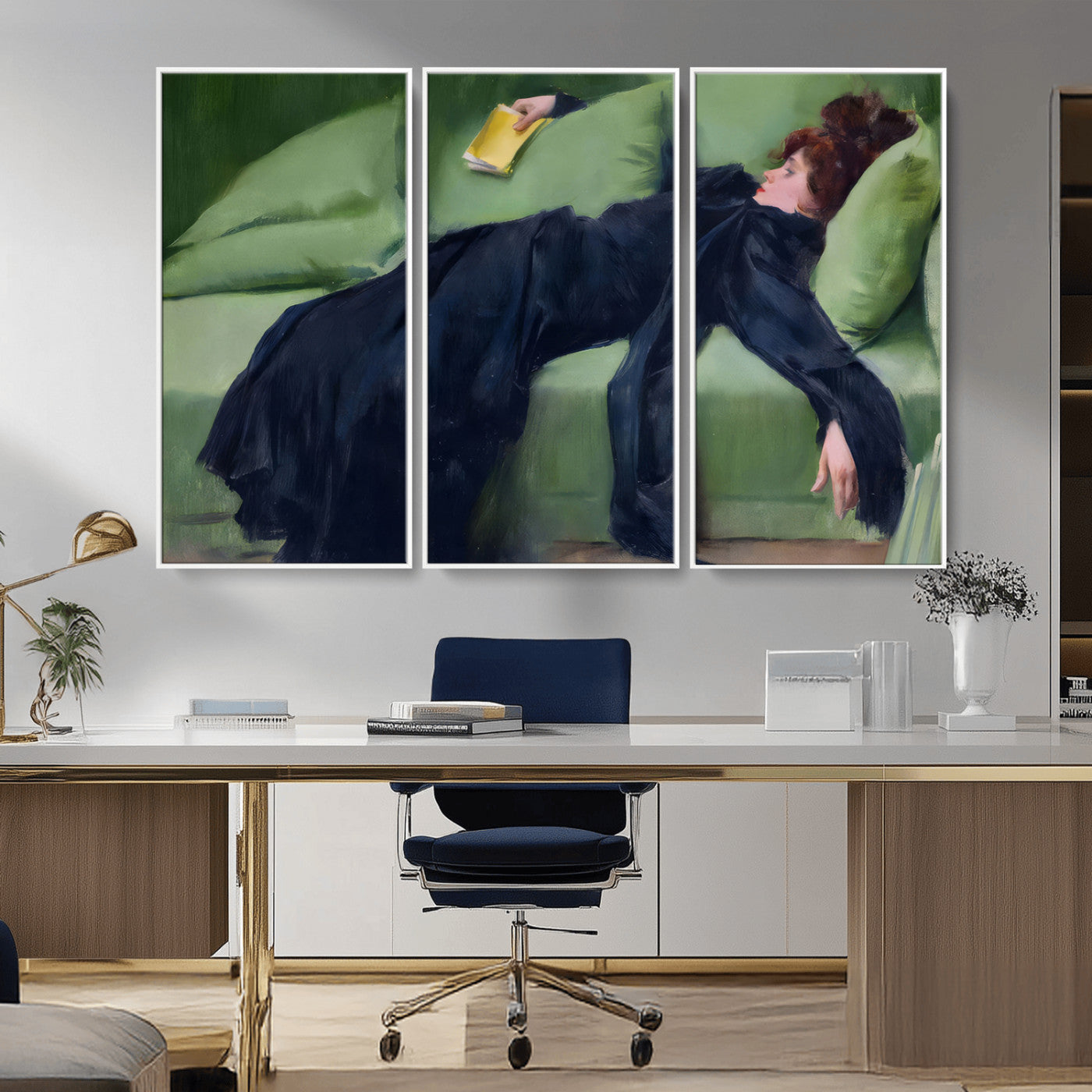 17725-MGV-CV-36X24-Decadent Girl by Ramon Casas Wall Art Canvas Print, Framed Decadent Girl Canvas Print