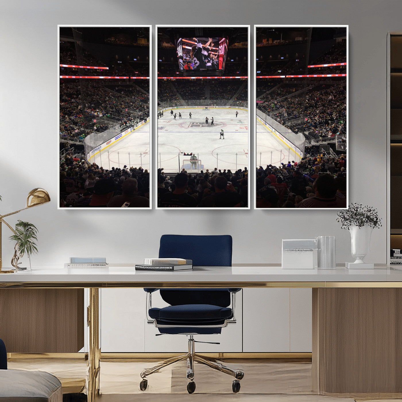 14802-MGV-FC-48X32-3P_White-T Mobile Arena Paradise Nevada Vegas Golden Knights Ice Hockey Stadium Canvas Print Wall Art