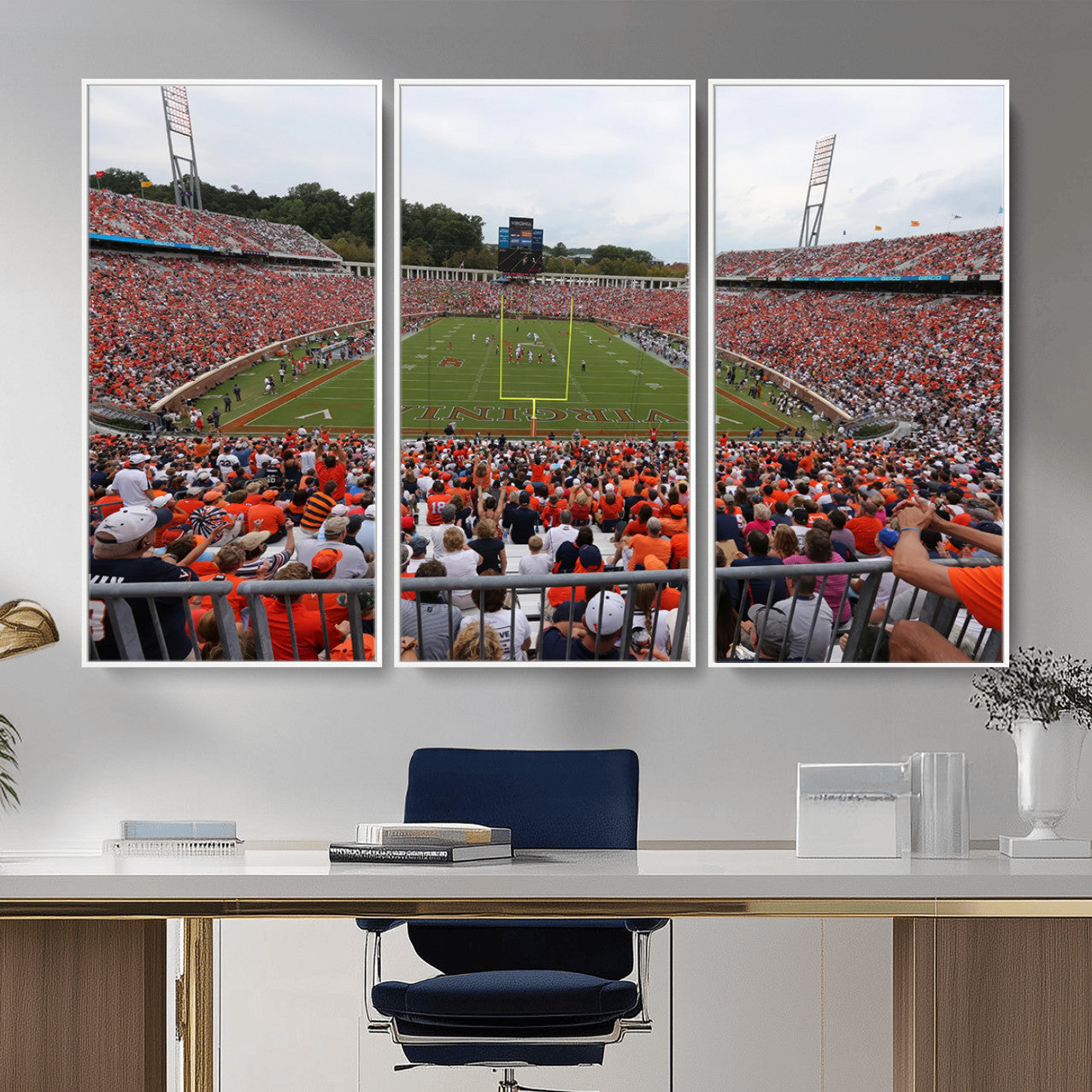 63606-MGV-CV-36X24 - Virginia Cavaliers Football Team Print - Charlottesville Scott Stadium Print Wall Art Canvas