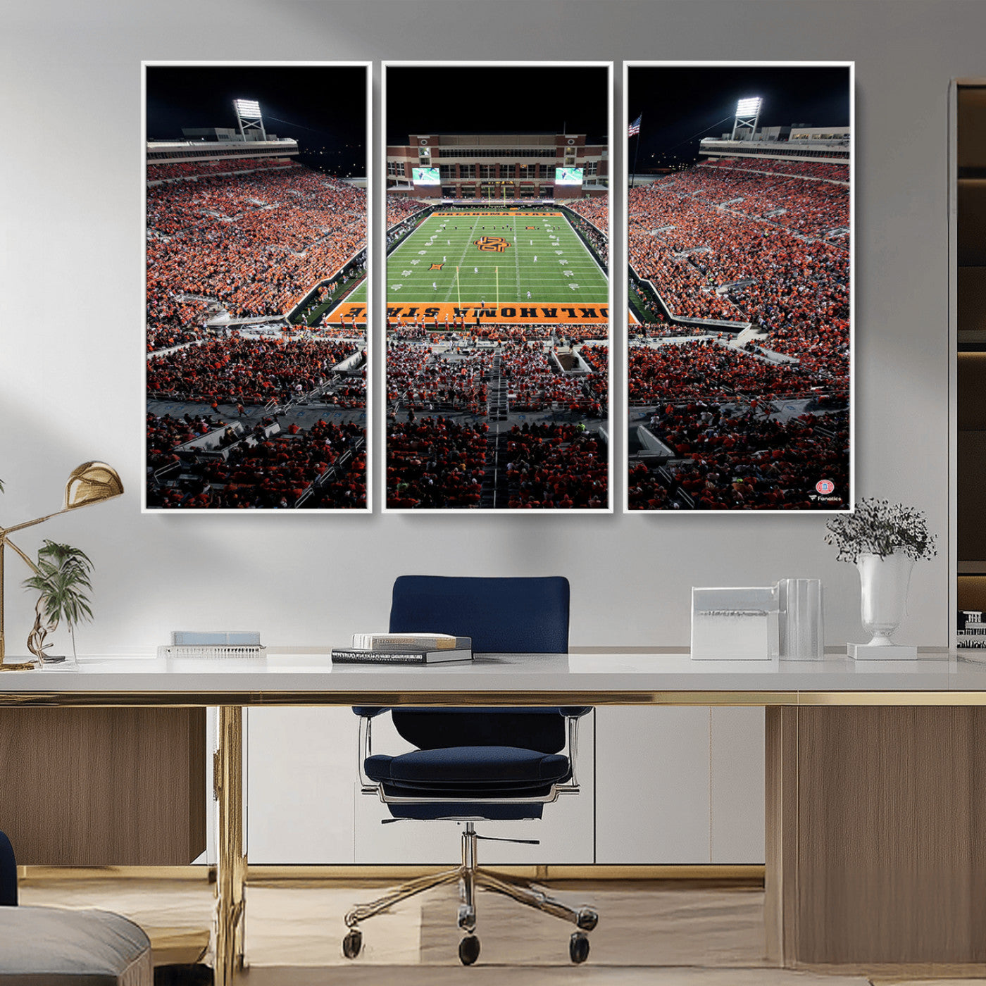 81675-MGV-FC-48X32-3P_White-Boone Pickens Stadium Wall Art Oklahoma State Cowboys Print Framed Sports Canvas Art for Home, Office, Living Room