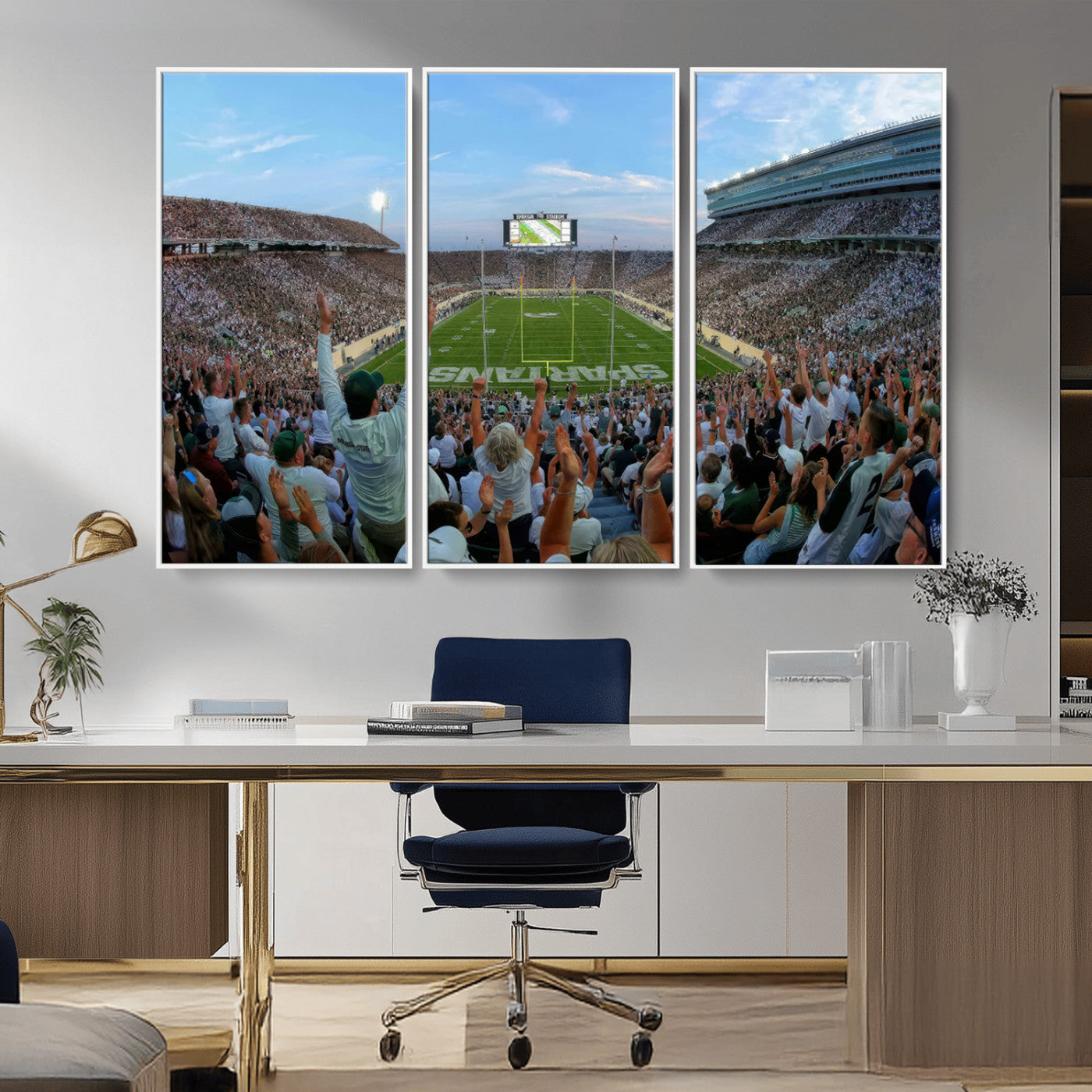 -Michigan State Spartans Football Team Art Print - East Lansing Spartan Stadium Wall Art Canvas Print
