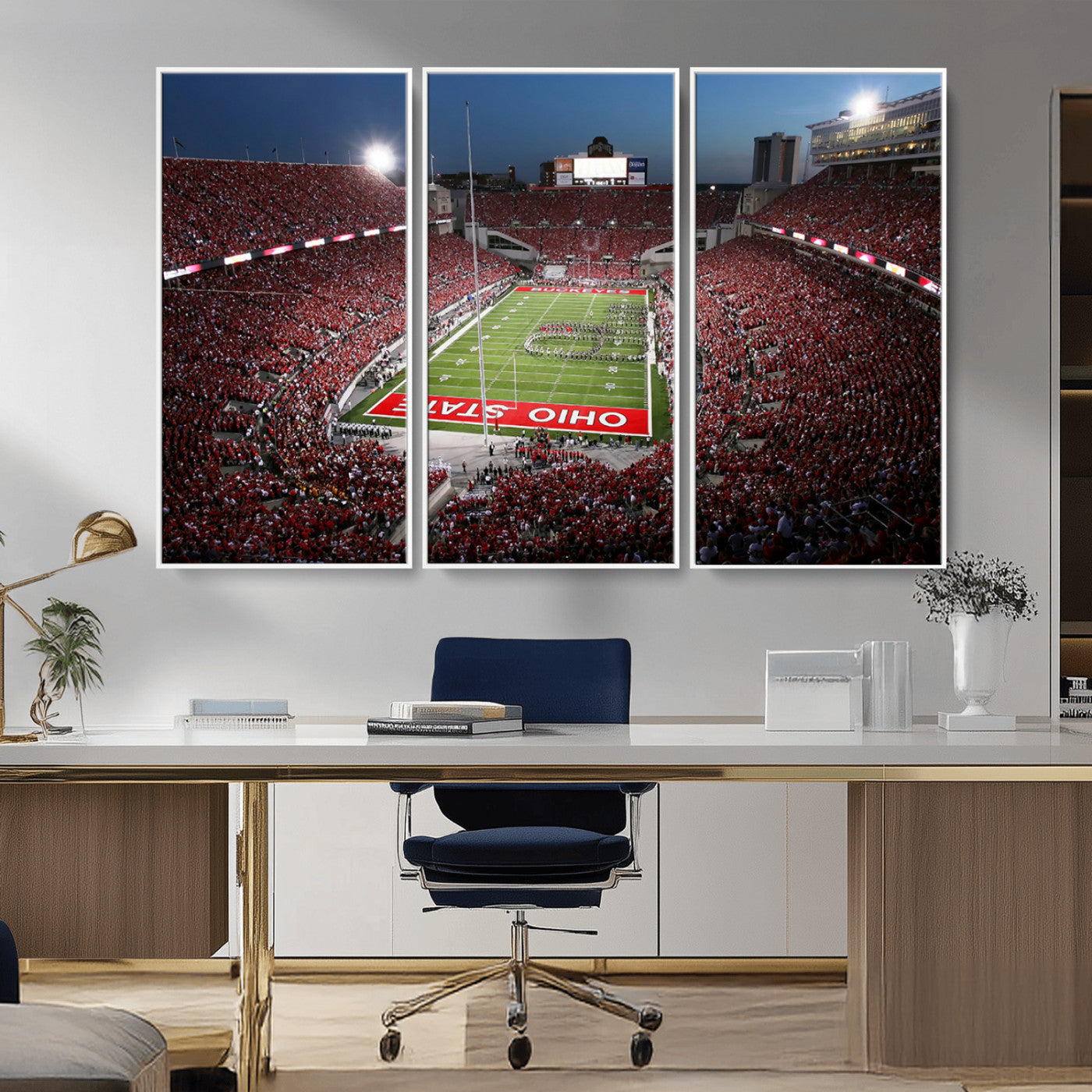 -Ohio State University Buckeyes Football Team Print - Columbus Ohio Stadium Wall Art Canvas Print