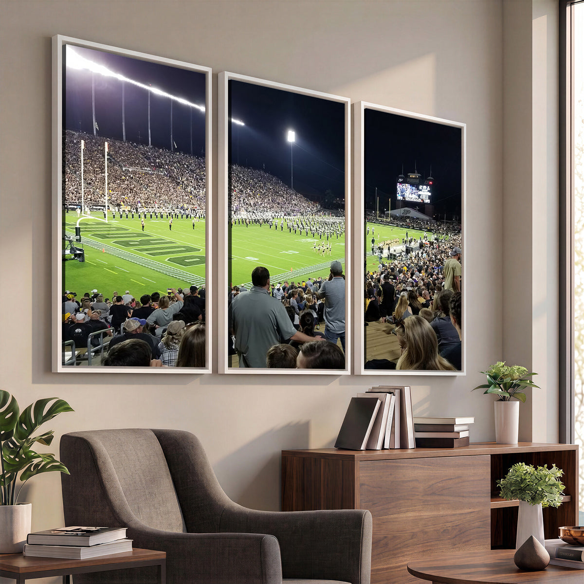 56796-PAN-FL-20X10 - Purdue University Boilermakers Football Team Print - West Lafayette Ross-Ade Stadium Wall Art Canvas