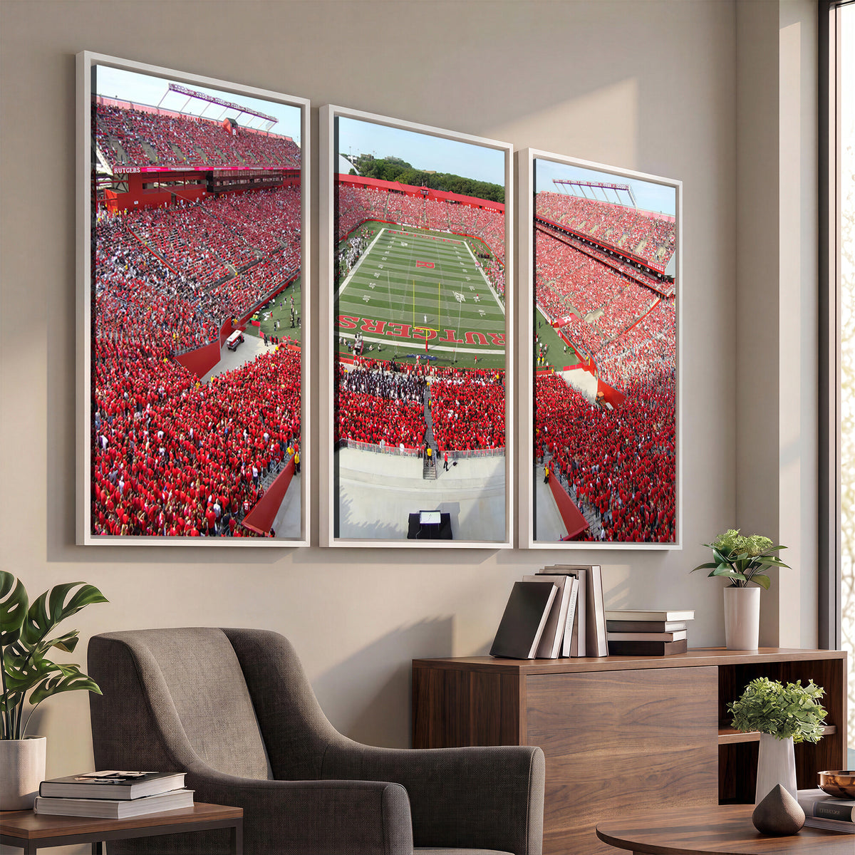 90818-PAN-FL-20X10 - Rutgers Scarlet Knights Football Team Print - Piscataway SHI Stadium Wall Art Canvas Print