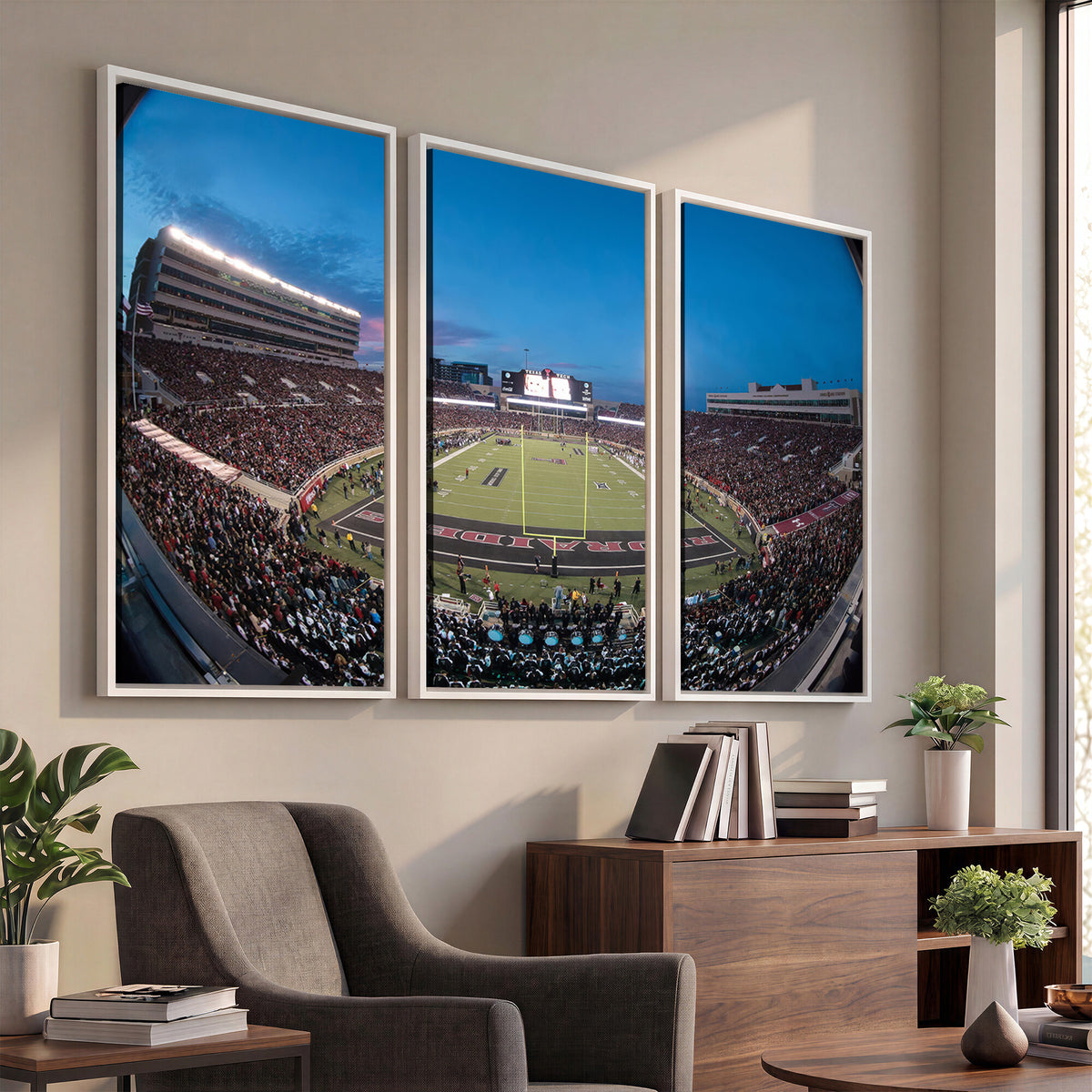 60763-PAN-FL-20X10 - Texas Tech Red Raiders Canvas, Framed Football Team Print - Lubbock Jones AT&T Stadium Wall Art