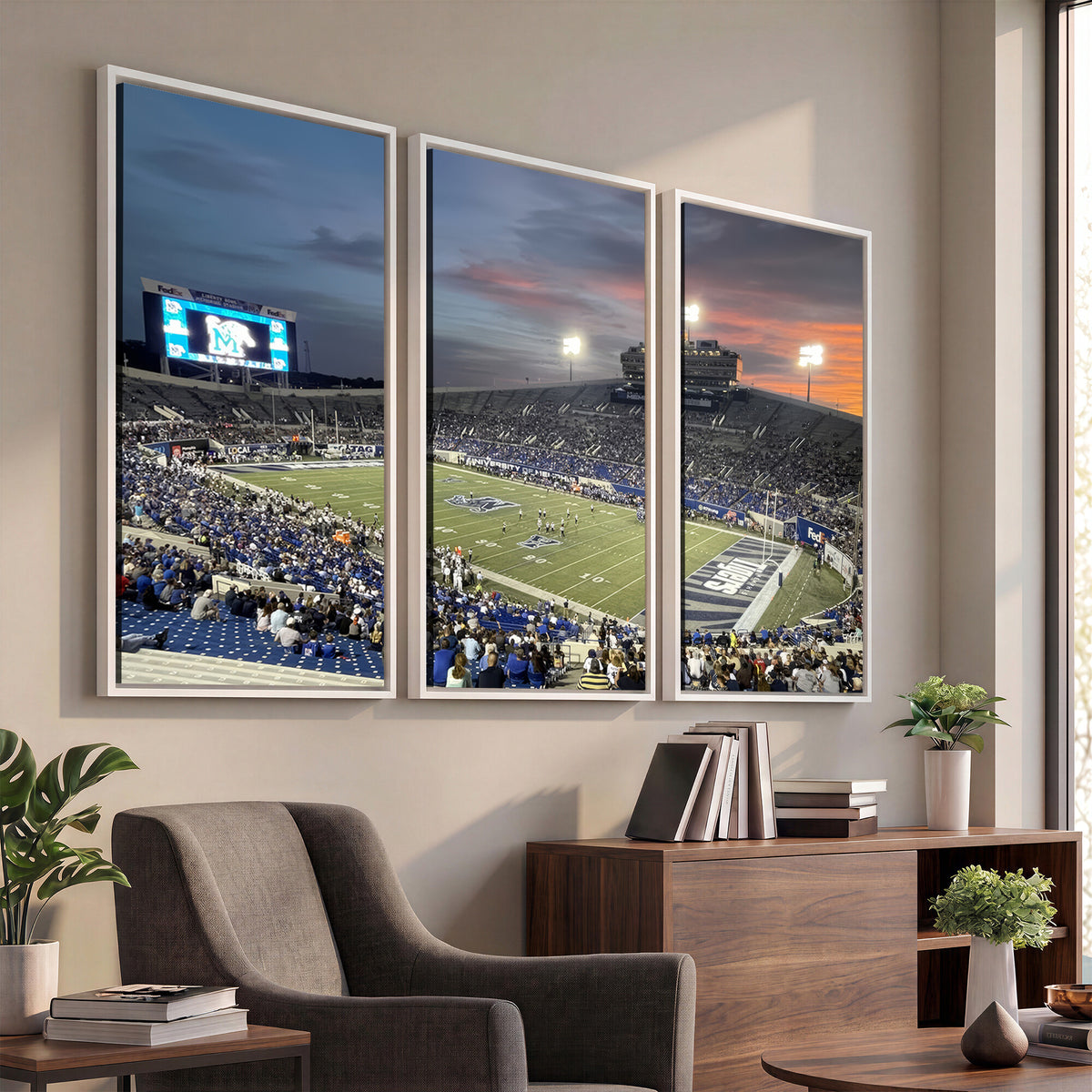 64409-PAN-FL-20X10 - Memphis Tigers Football Team Print - Memphis Simmons Bank Liberty Stadium Wall Art Canvas Print