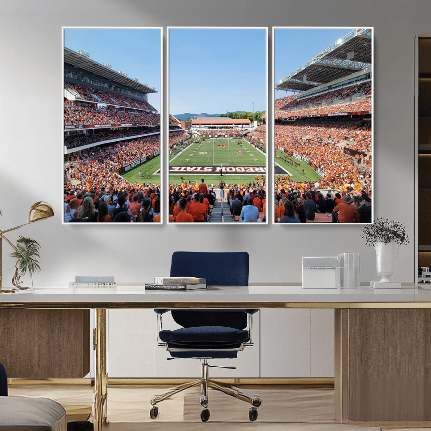 35211-MGV-CV-36X24-Oregon State Beavers Football Team Print - Corvallis Reser Stadium Wall Art Canvas Print