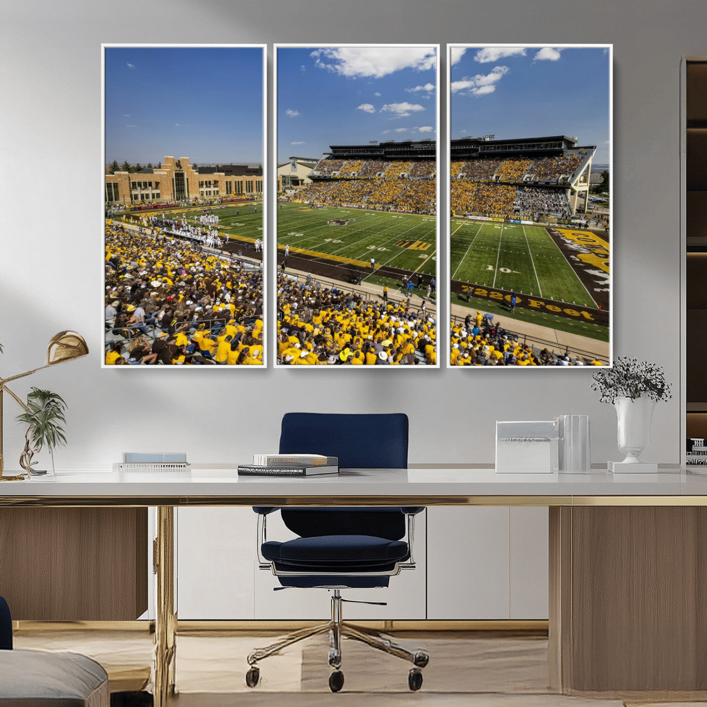 75112-MGV-CV-36X24-University of Wyoming Cowboys Football Team Print - Laramie Jonah Field War Memorial Stadium Wall