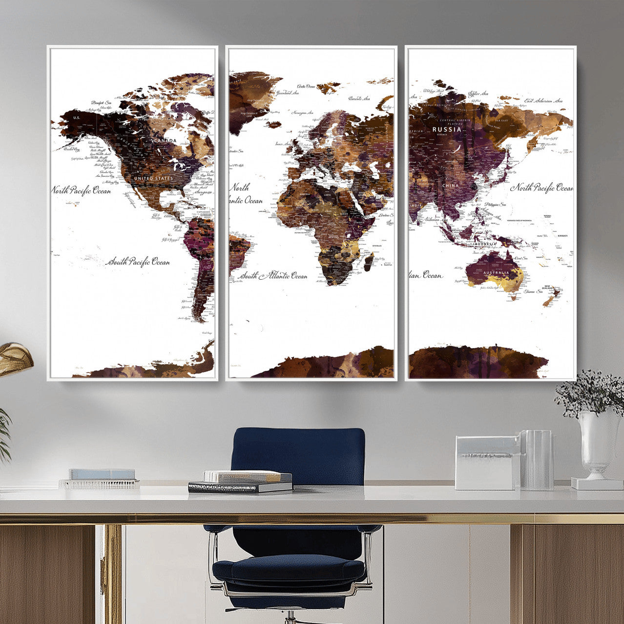 50611-MGV-CV-36X24 - Push Pin World Map Canvas Print – Framed Wall Art for Couples to Track Their Travels – Anniversary