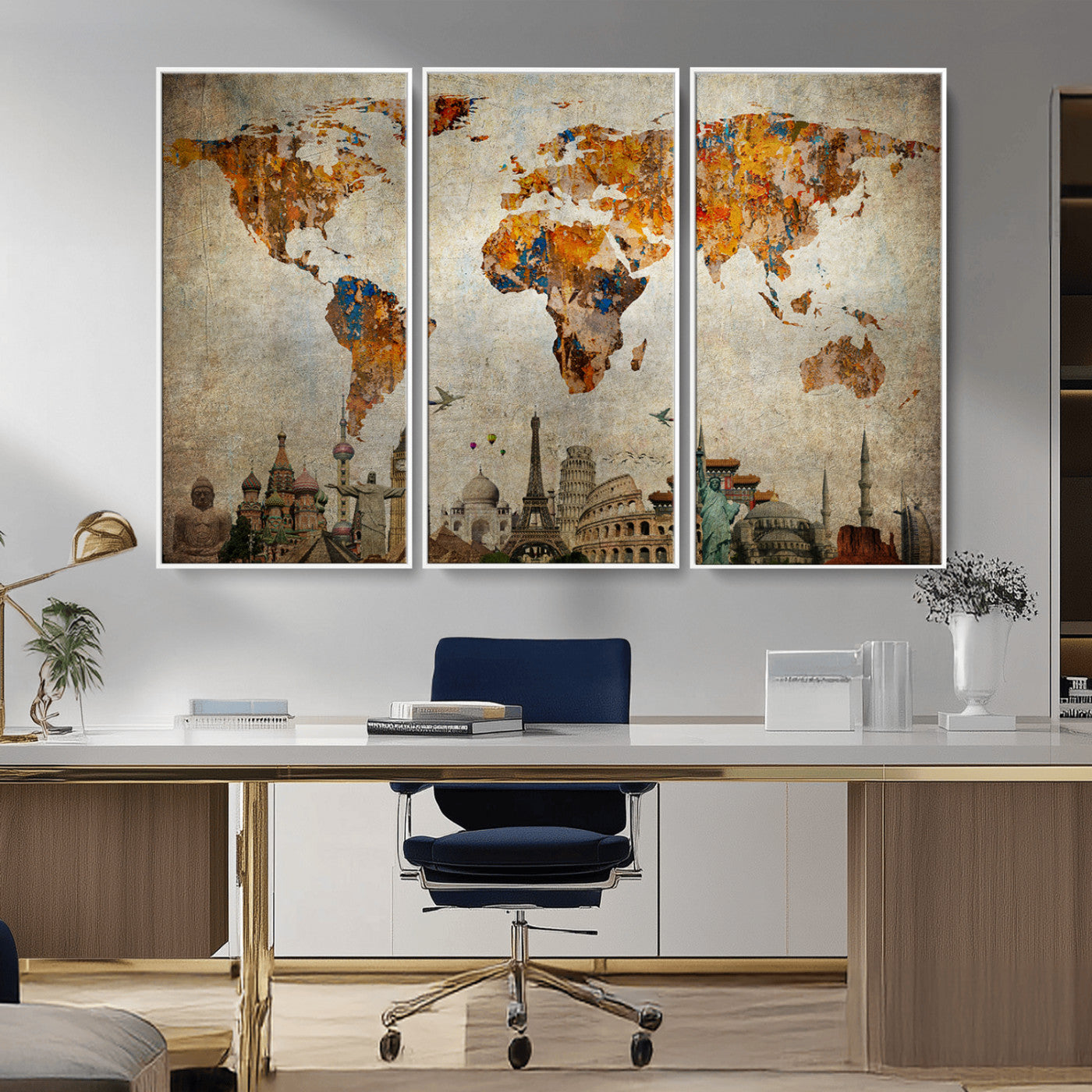 54918-MGV-CV-36X24-Push Pin World Map Canvas Print – Travel Tracker Wall Art for Couples, Perfect Anniversary Gift for Home or Office Decor