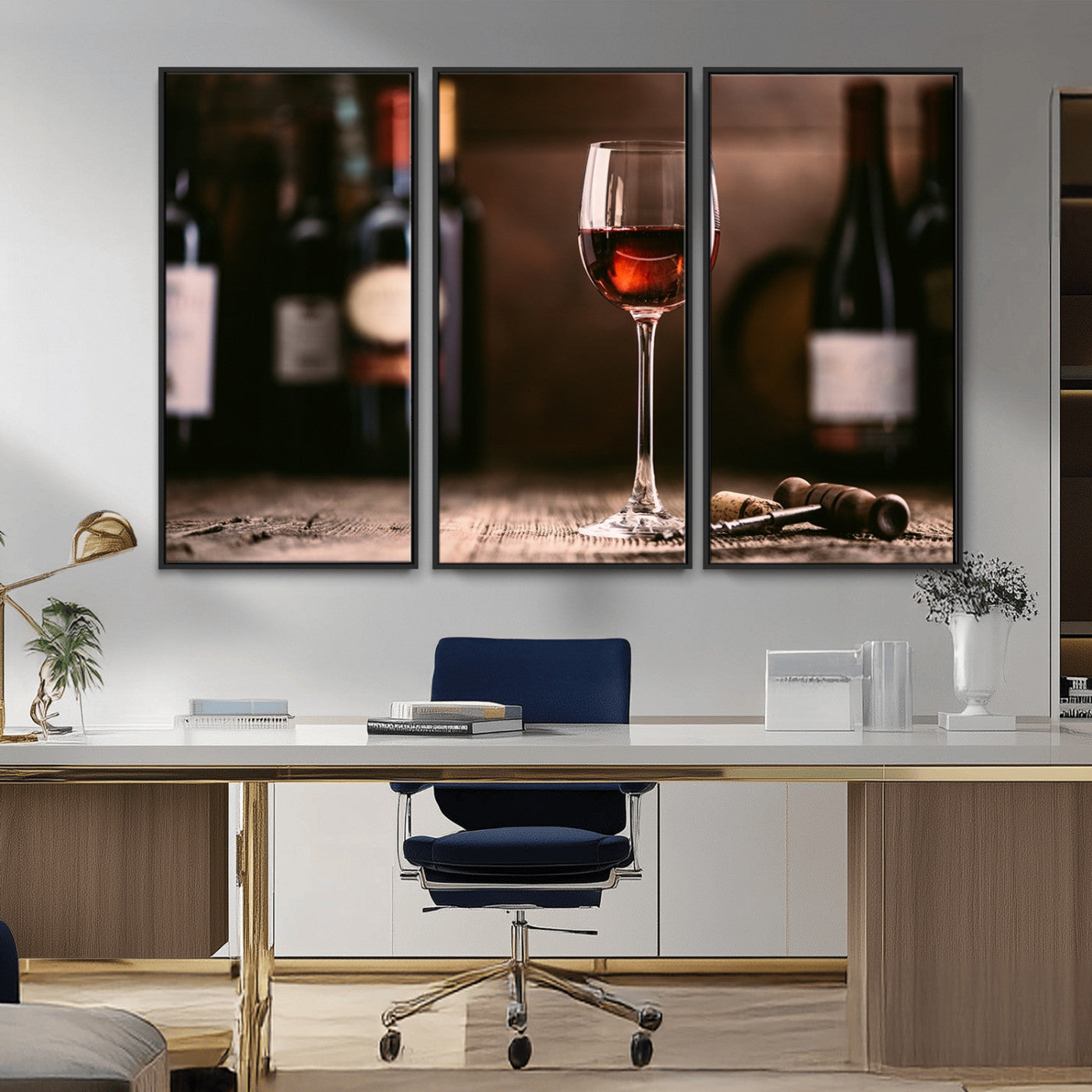 24711-MGV-FC-48X32-3P_Black-Red Wine and Bottle Canvas Print