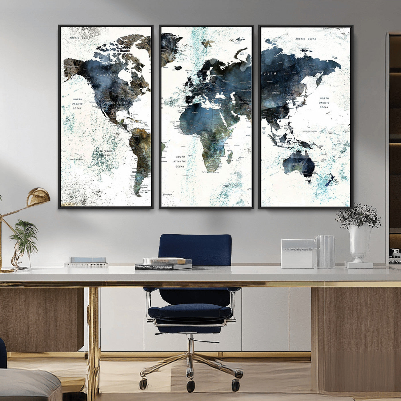 75398-MGV-FC-48X32-3P_Black-Push Pin World Map Canvas Print – Travel Tracker Wall Art for Couples, Perfect Anniversary Gift for Home or Office Decor