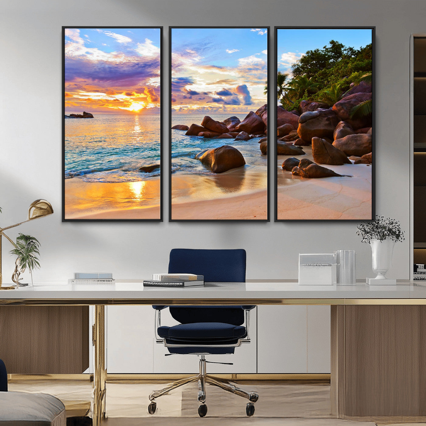 -Tropical Island Beach Sunset Canvas Print
