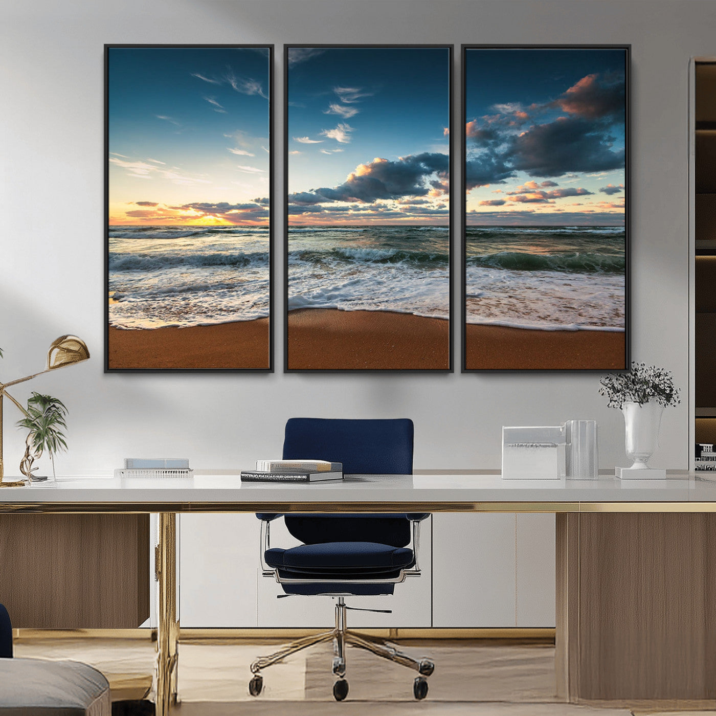 -Ocean Beach Wall Art Canvas Print Sunset Artwork Print Coastal Wall Art