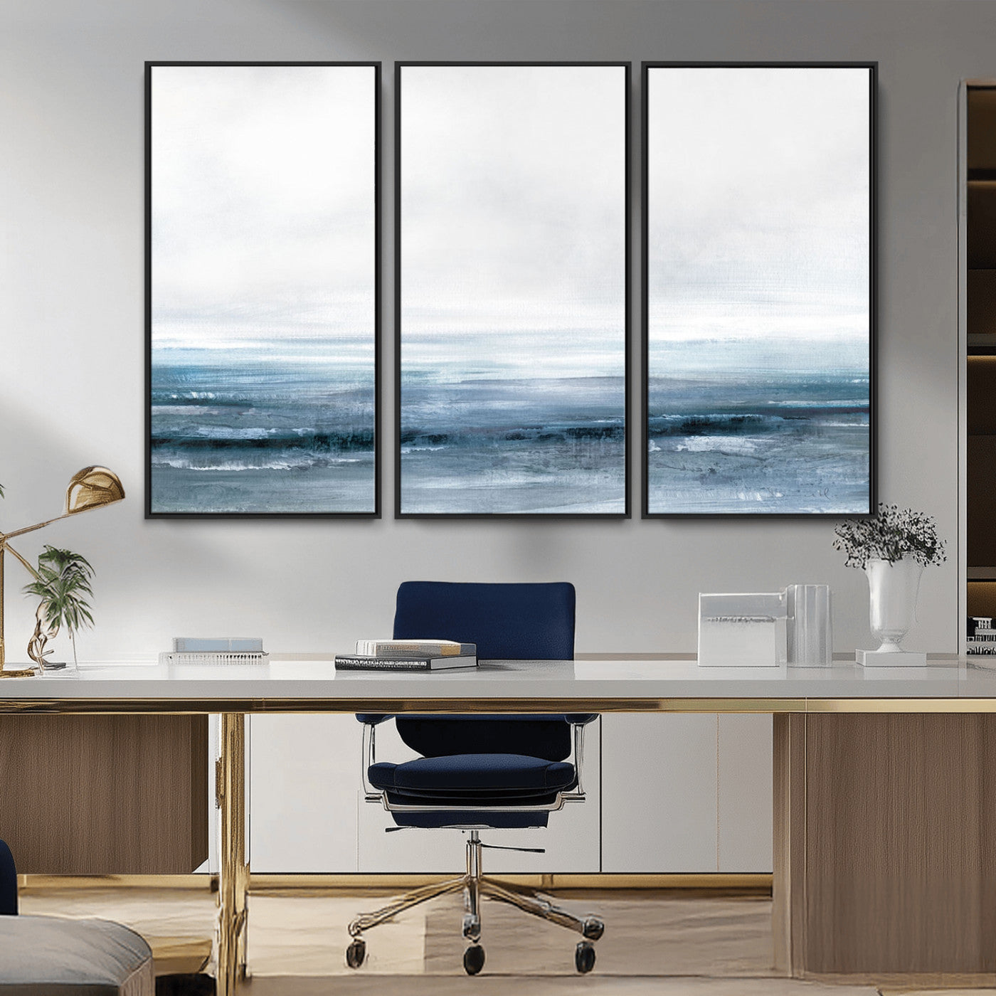 65702-MGV-CV-36X24-Blue Ocean Abstract Artwork Wall Art Canvas Print