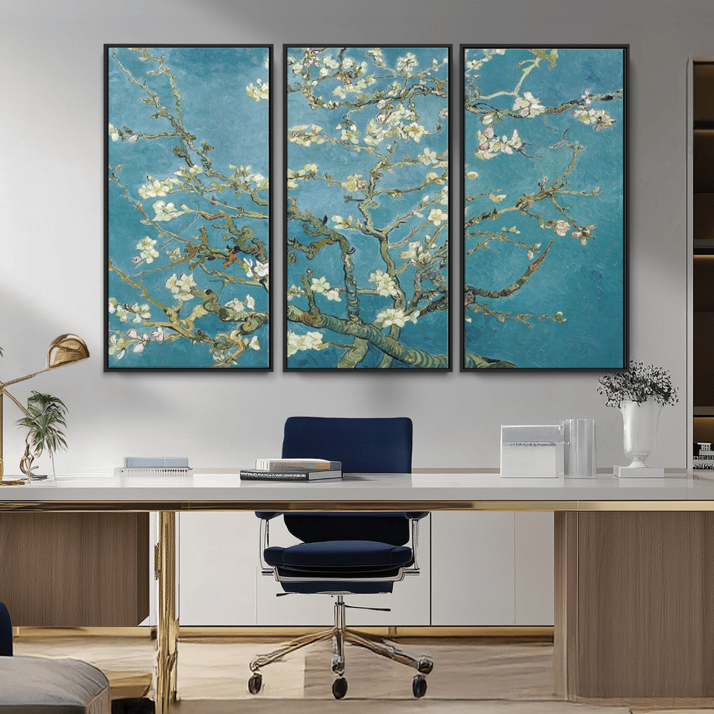 65607-MGV-CV-36X24-Vincent Van Gogh's Almond Blossom Abstract Wall Art Canvas, Van Gogh Almond Blossom Canvas Print