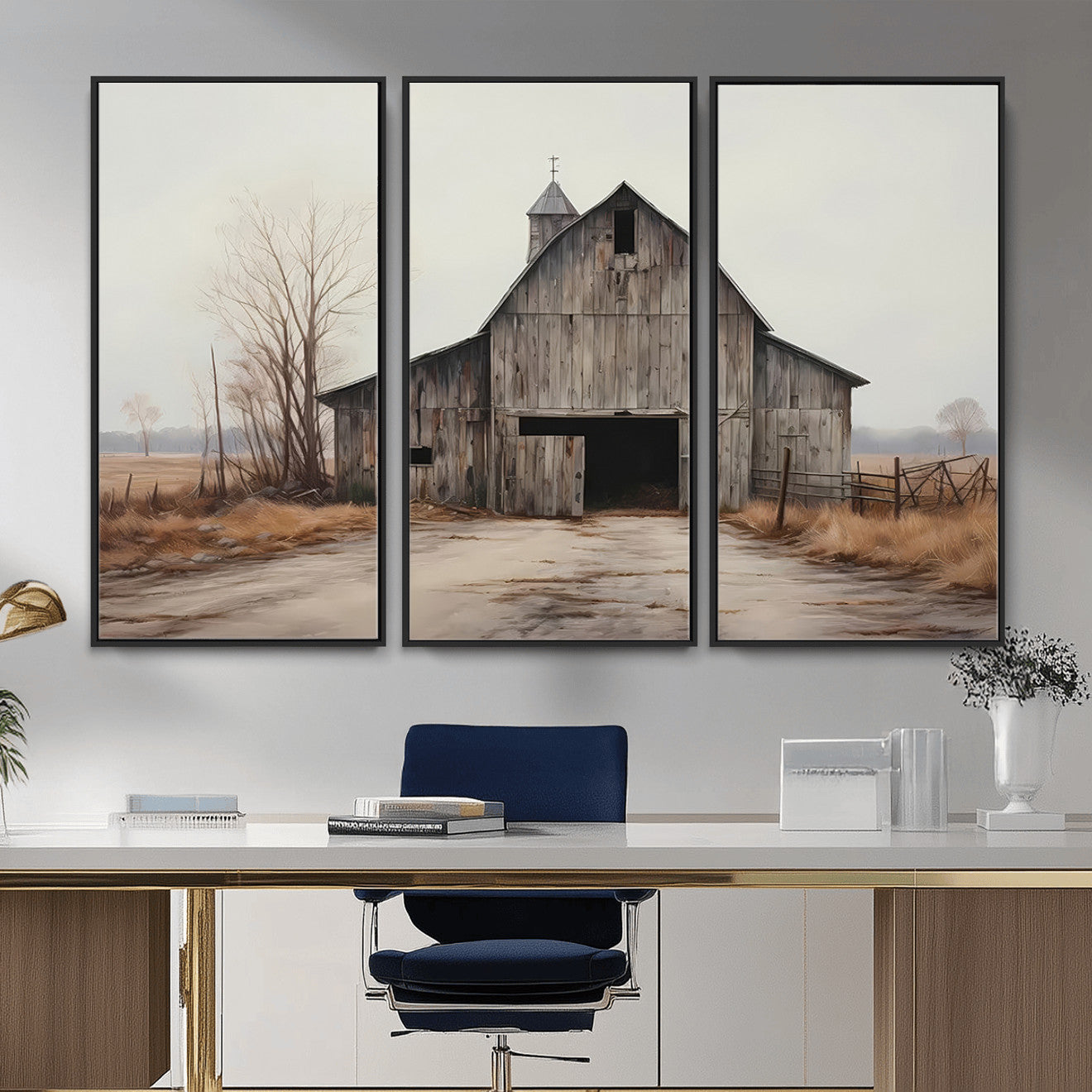 11602-MGV-CV-36X24 - Farmhouse Rustic Barn Wall Art Canvas Print – Framed and Ready to Hang – Perfect Addition to