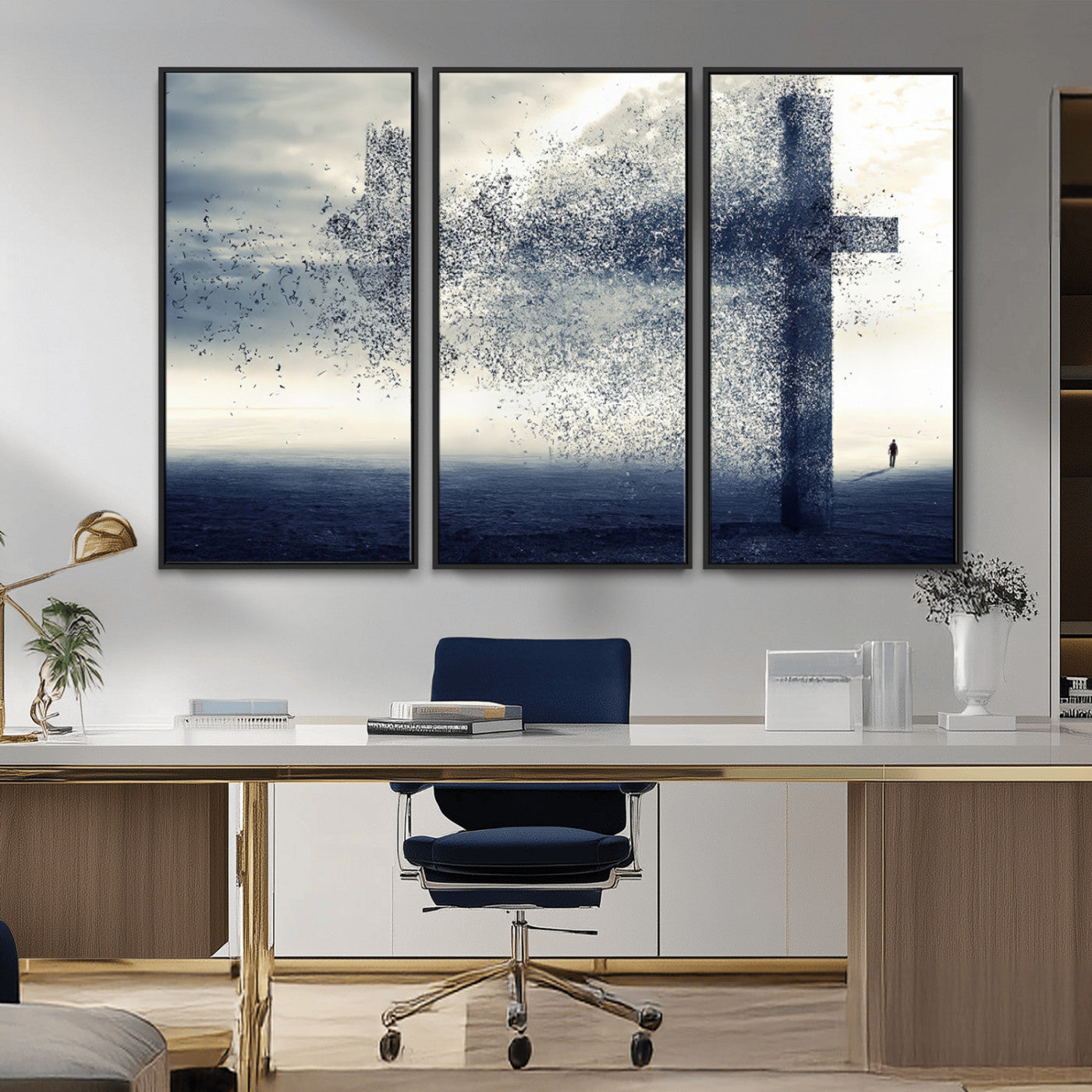 -Jesus and the Fading Cross Wall Art Print – Symbol of Faith, Christian Wall Art Canvas Print, Framed