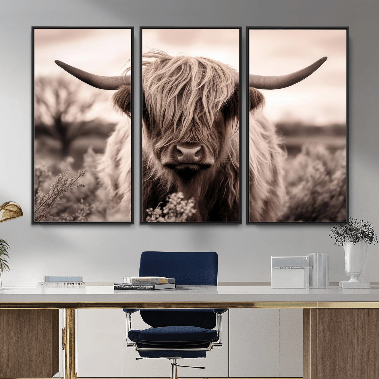 55903-MGV-CV-36X24 - Scottish Cow Longhorn Wall Art Canvas Print