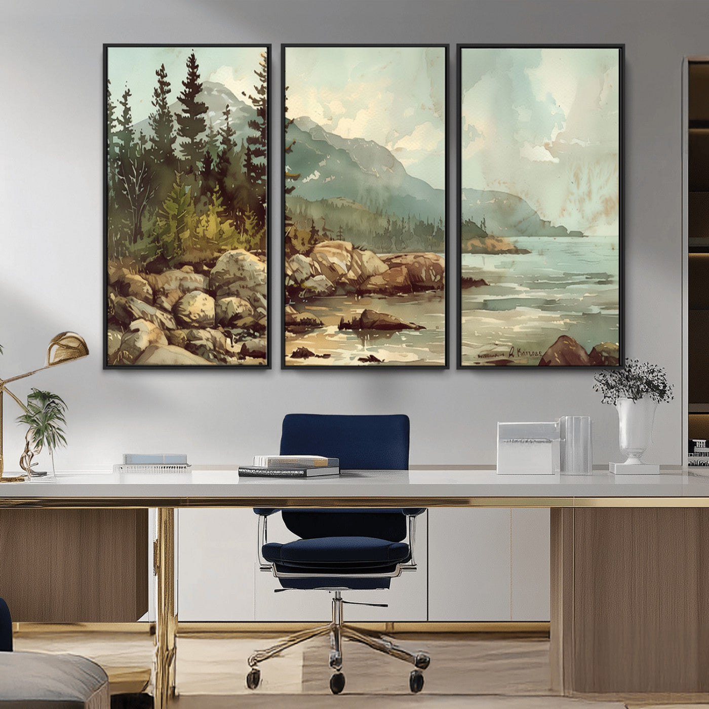 24809-MGV-CV-36X24-Abstract Acadia National Park Wall Art Canvas Print - Stunning 3-Panel Wall Art Canvas Print,