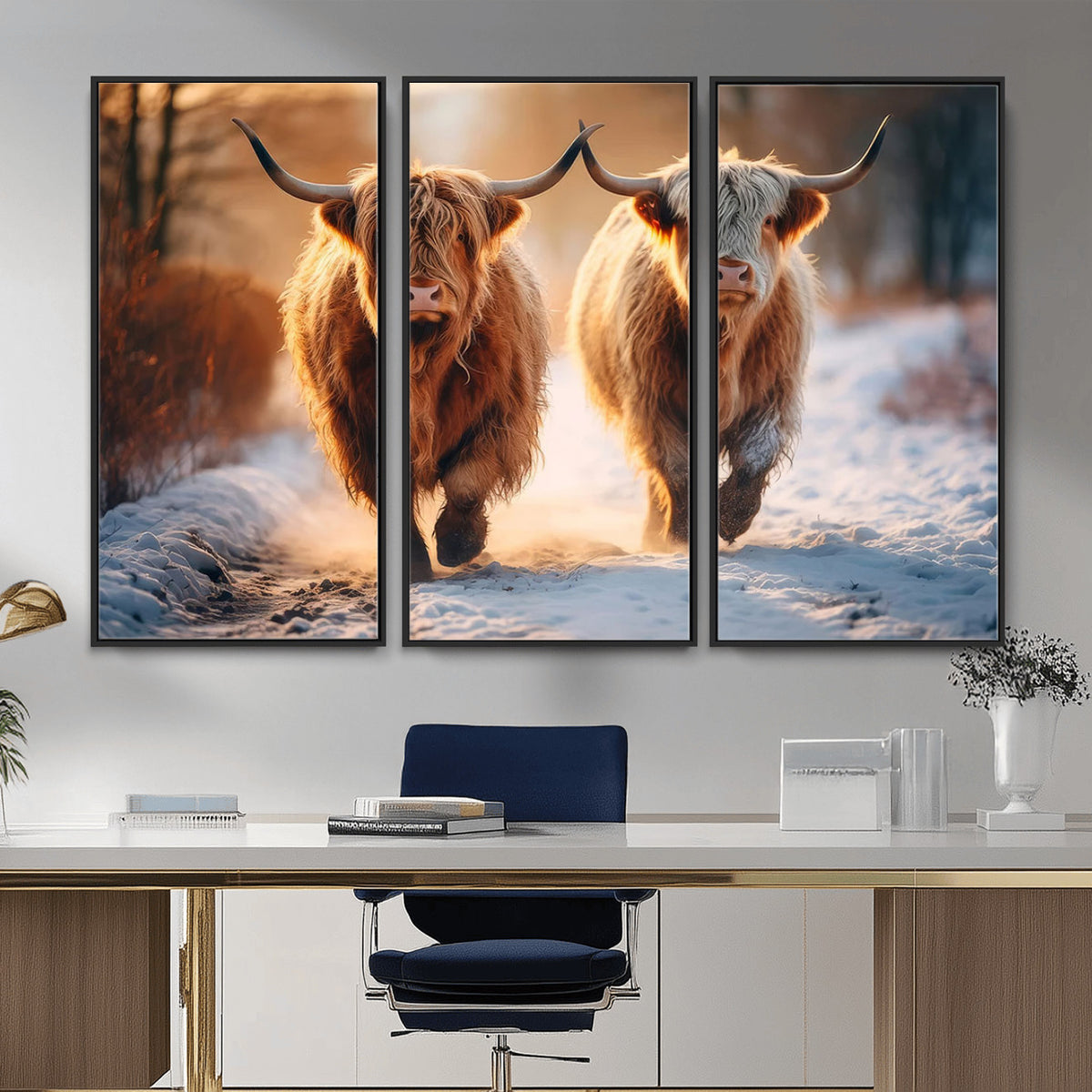 94810-_Poster-30x20 - Scottish Highland Cow Horn Farm Wall Art Canvas Print