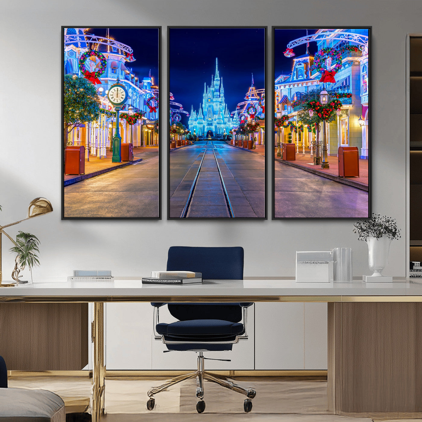 12470-MGV-CV-36X24-Disney Castle Wall Art – Large Magic Kingdom Canvas Artwork, Fairytale Design, Kids Room Christmas Decor for Home, Office