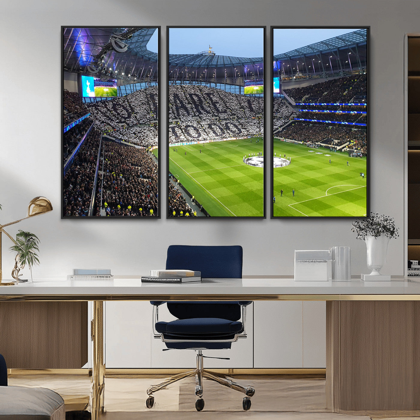 -Tottenham Hotspur Stadium Canvas Print, Match Day Triple Canvas Wall Art - Premier League Football
