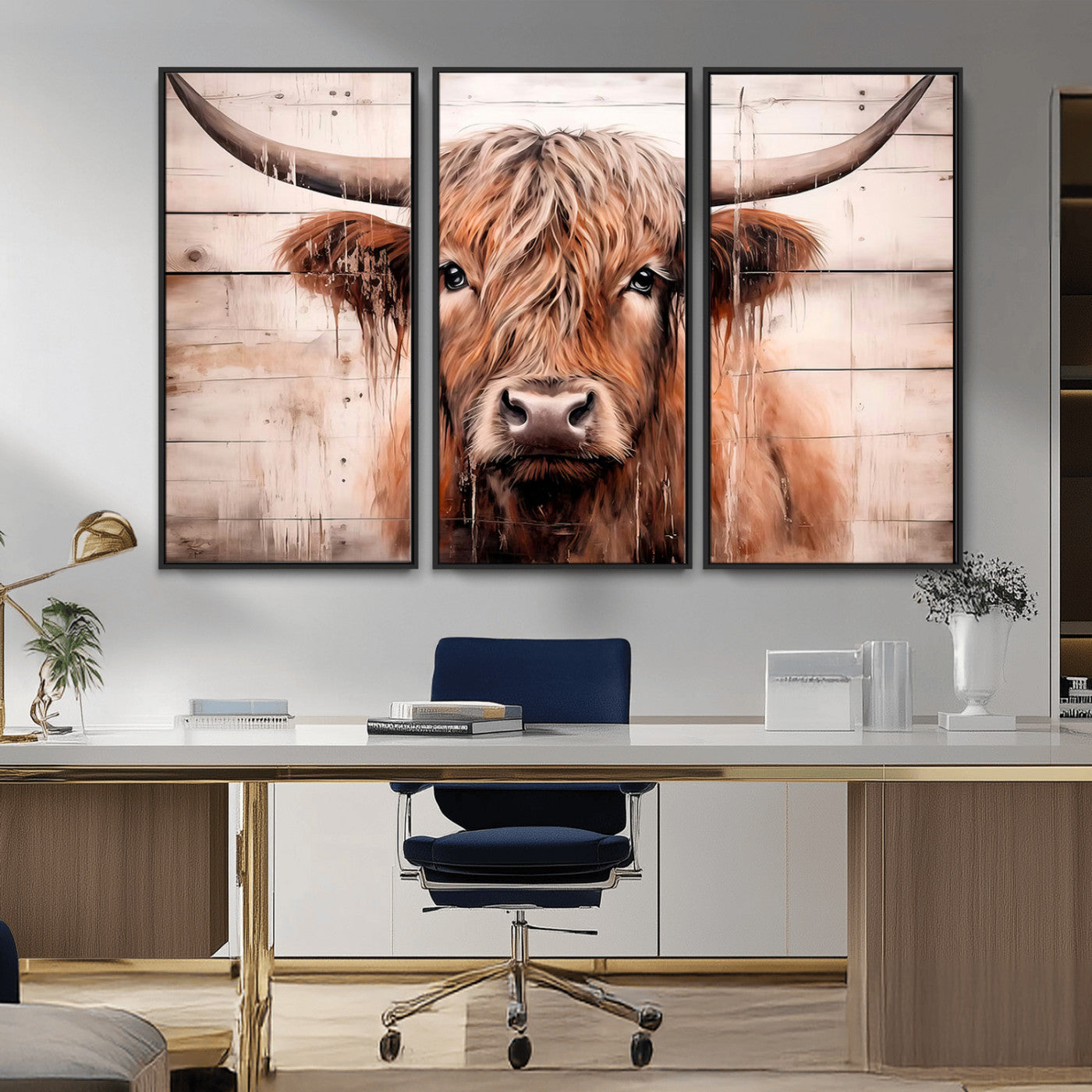 -Vintage Scottish Highland Cow Cattle Art Print Farmhouse Wall Art Canvas Print