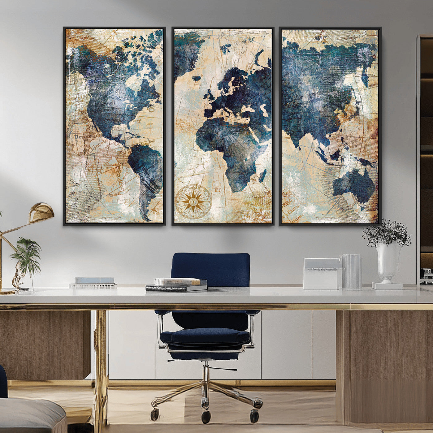 84561-MGV-CV-36X24-Push Pin World Map Canvas Print – Framed Wall Art for Couples, Travel Tracker Map, Anniversary Gift for Home Decor