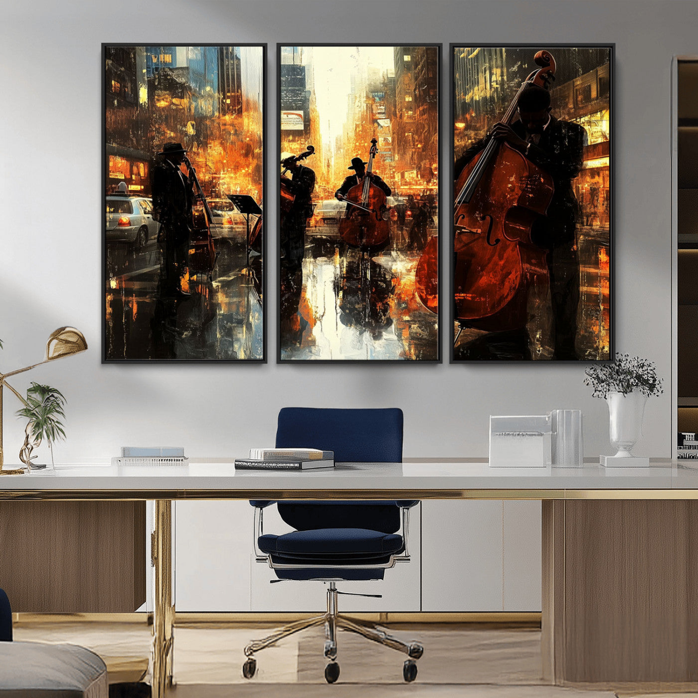 -African American Abstract Jazz Wall Art - Framed Abstract Music Canvas - Colorful Instrument Canvsa