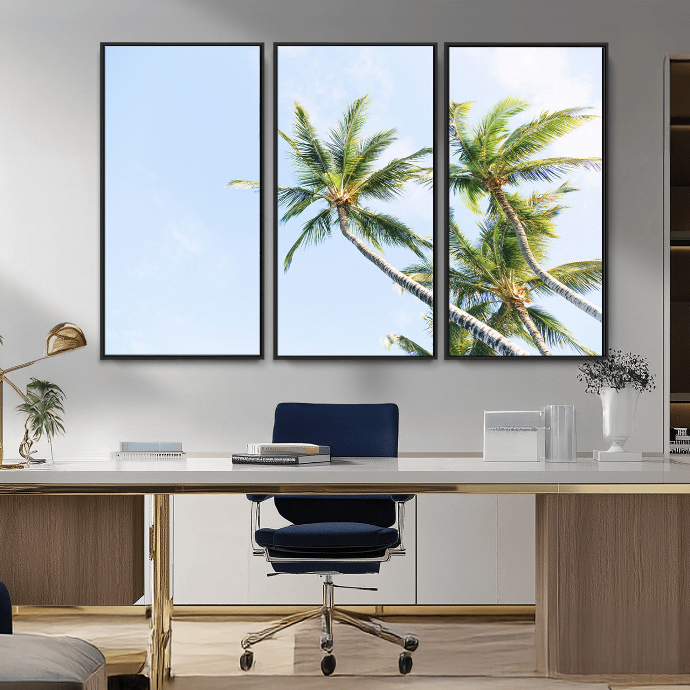 -Palm Trees Wall Art Canvas Print – Framed Tropical Coastal Nature Scene Artwork for Home Office