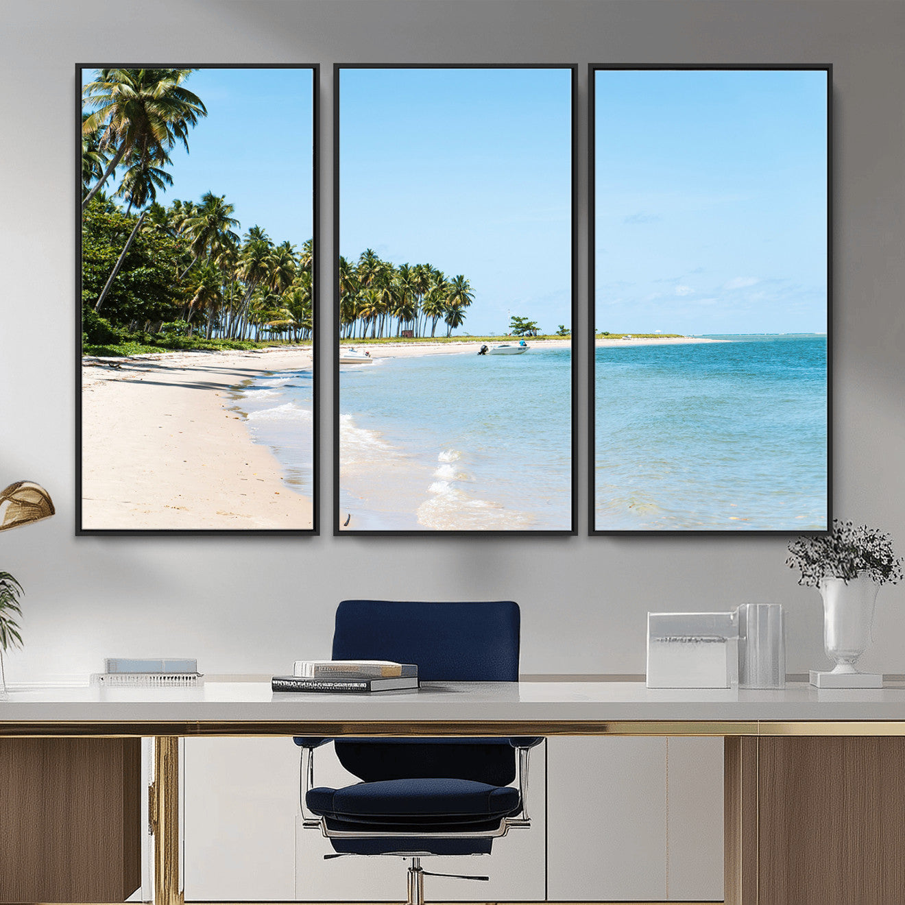 37858872-MGV-CV-36X24 - Palm Tree Paradise Coastal Wall Art – Beach Scene and Ocean Breeze Canvas Print Tranquil Tropical Shore Decor for Living Room, Bedroom or Office