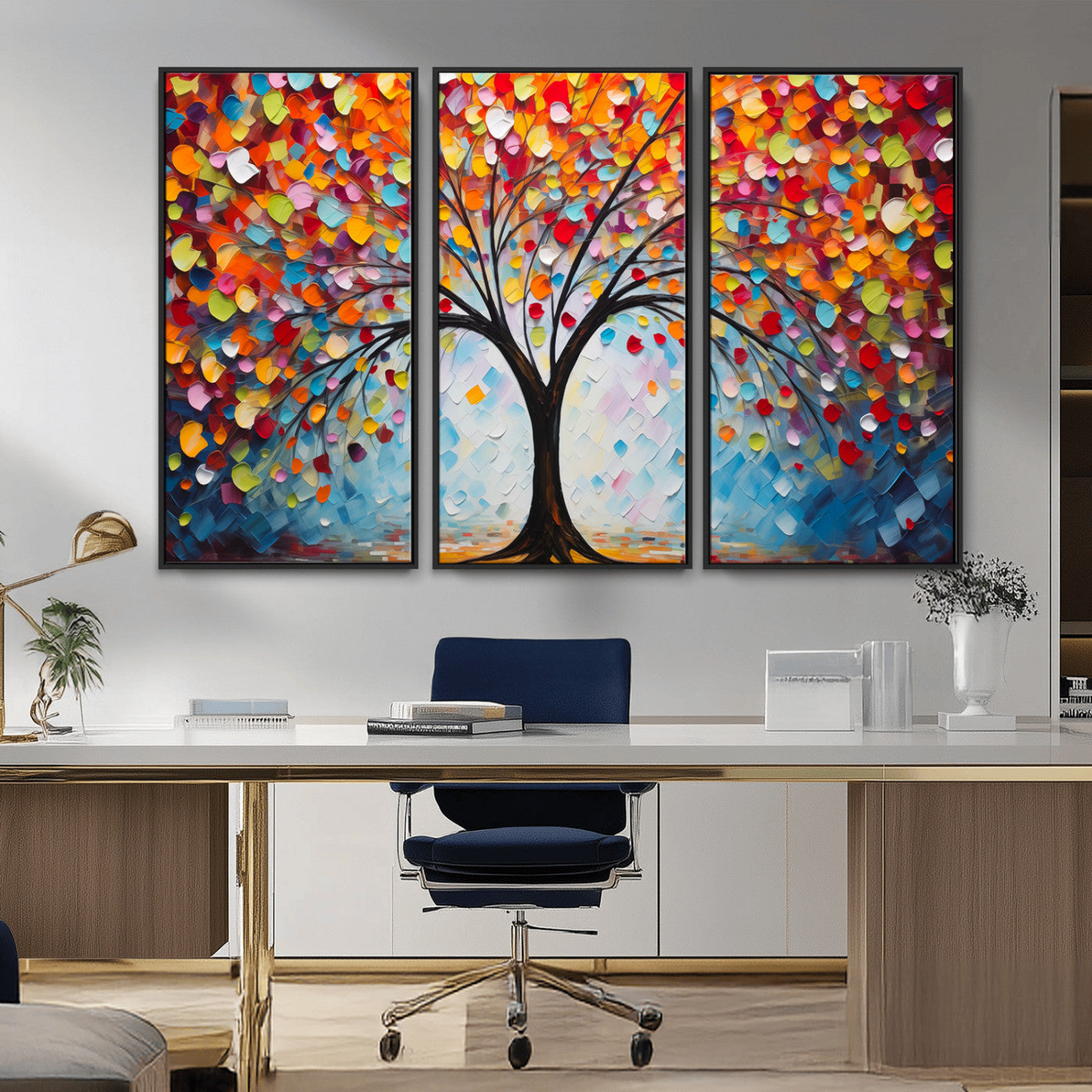 HS2447-MGV-CV-36X24-Vibrant Tree of Life Canvas Wall Art – Colorful Abstract Nature in Modern Decor - Ready to Hang