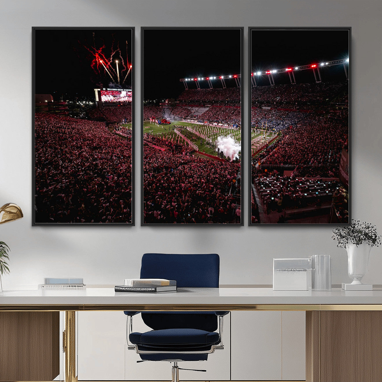 60690191-MGV-FC-48X32-3P - William Brice Stadium Wall Art Print – Baseball Game Room Artwork Print for Basement Dorm, Home, Office
