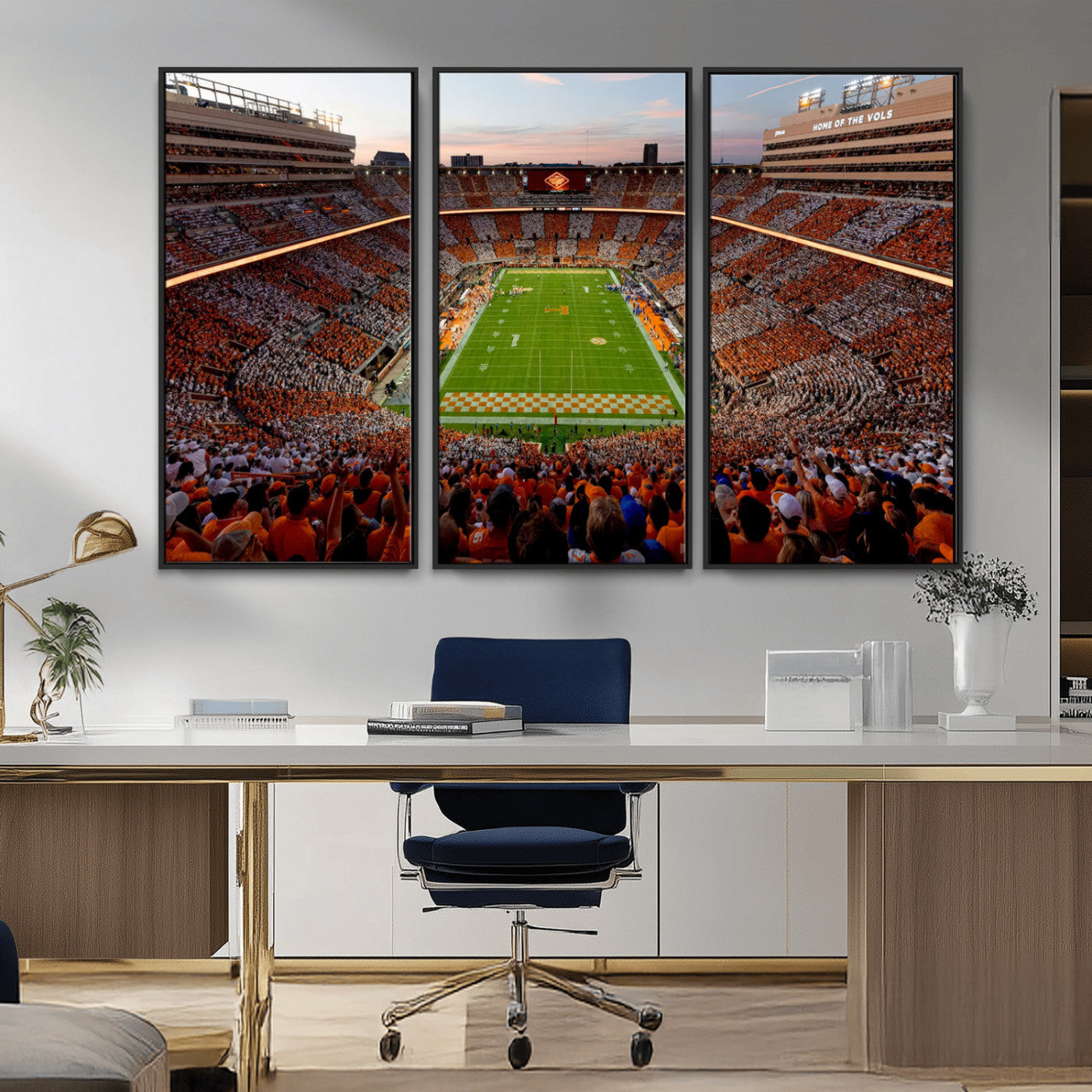 37160229-MGV-CV-48X32-3P-Tennessee Neyland Stadium Wall Art, Sports Arena Canvas Print, Panoramic Stadium Canvas Artwork for Home, Office