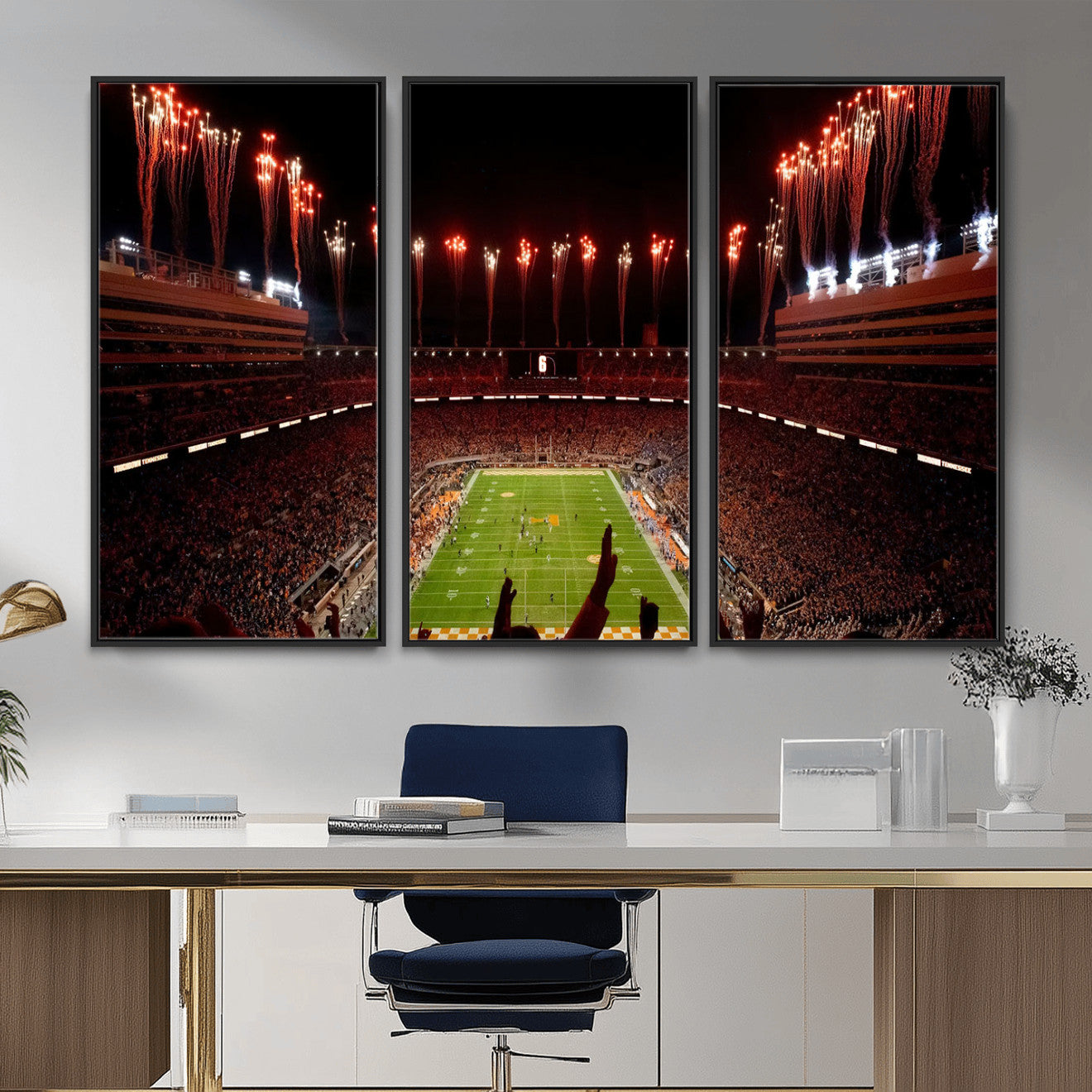 73358115-MGV-FC-48X32-3P - Tennessee Neyland Stadium Wall Art, Sports Arena Canvas Print, Panoramic Stadium Canvas Artwork for Home, Office