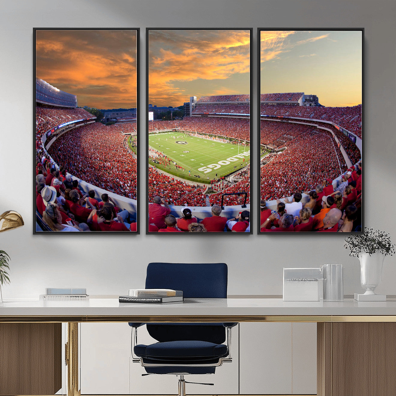 73680988-MGV-FC-48X32-3P - Dooley Stadium Wall Art, Sports Arena Canvas Print, Dooley Field Sanford Stadium Artwork for Home, Office