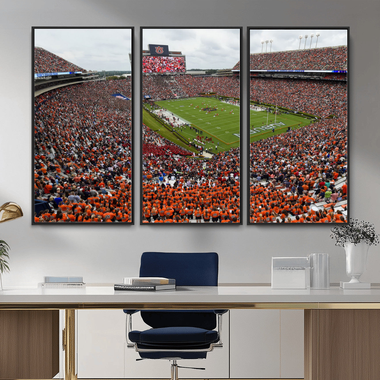 39597998-MGV-CV-36X24-Jordan-Hare Stadium Wall Art Canvas Print, College Sports Art for Man Cave or Game Room, Framed Alabama Football Decor