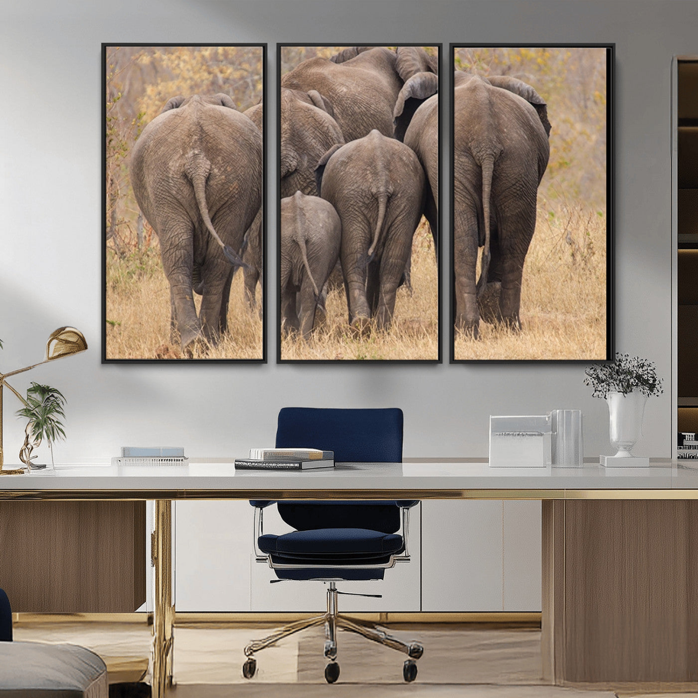 49700-MGV-FC-48X32-3P_Black-Wild Elephant Wall Art Canvas Print