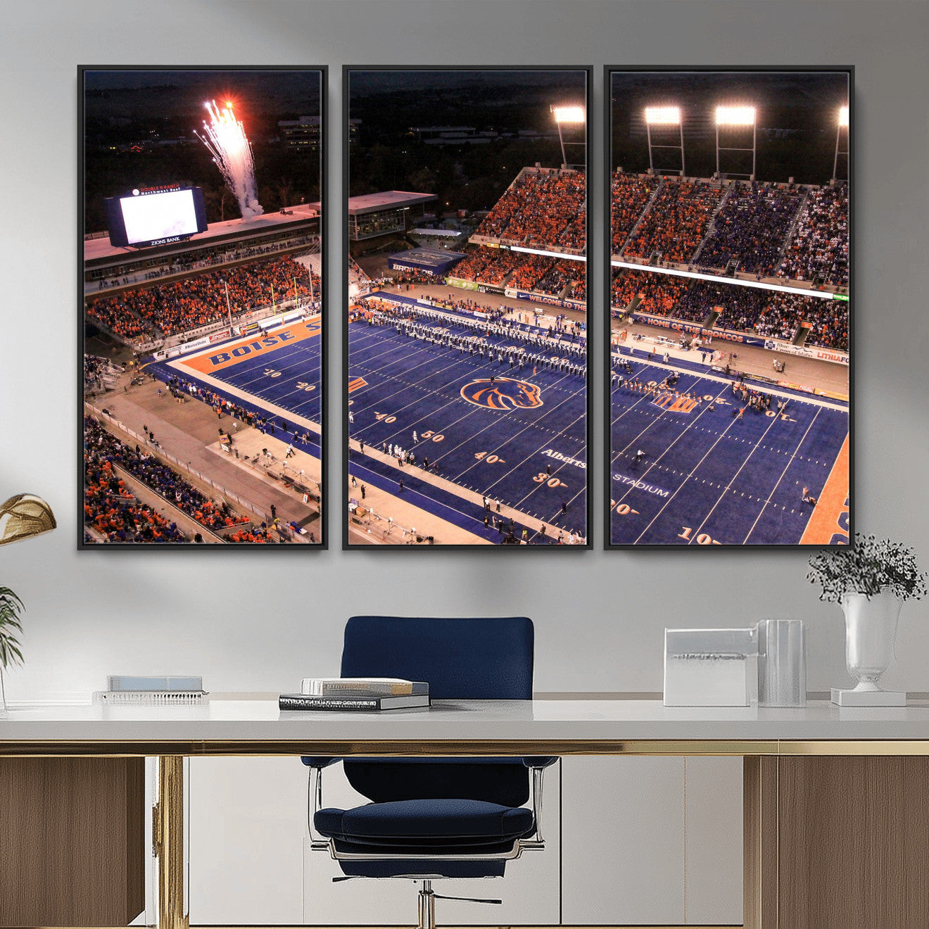 58849575-MGV-CV-36X24 - Boise State Stadium Large Wall Art Canvas Print for Living Room Office Wall Decor