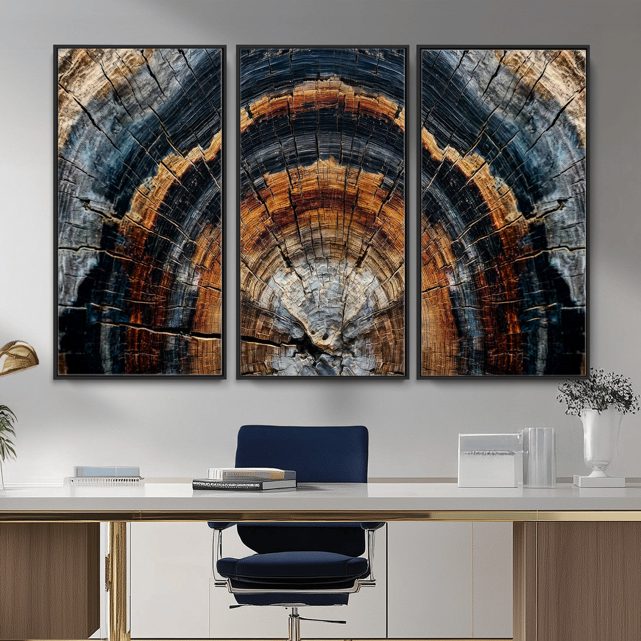 92693966A-MGV-CV-36X24 - Abstract Wood Grain Canvas Print, Tree Ring Pattern Wall Art, Framed Canvas Ready to Hang