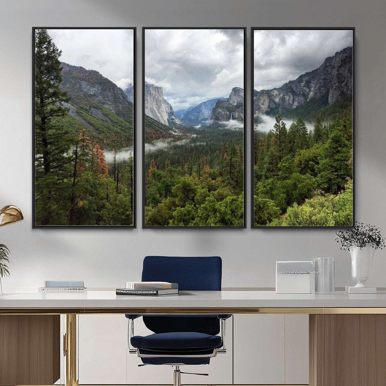 46168759-MGV-CV-36X24 - Yosemite Valley Wall Art Canvas Print, El Capitan Mountain Landscape Nature Wall Decor