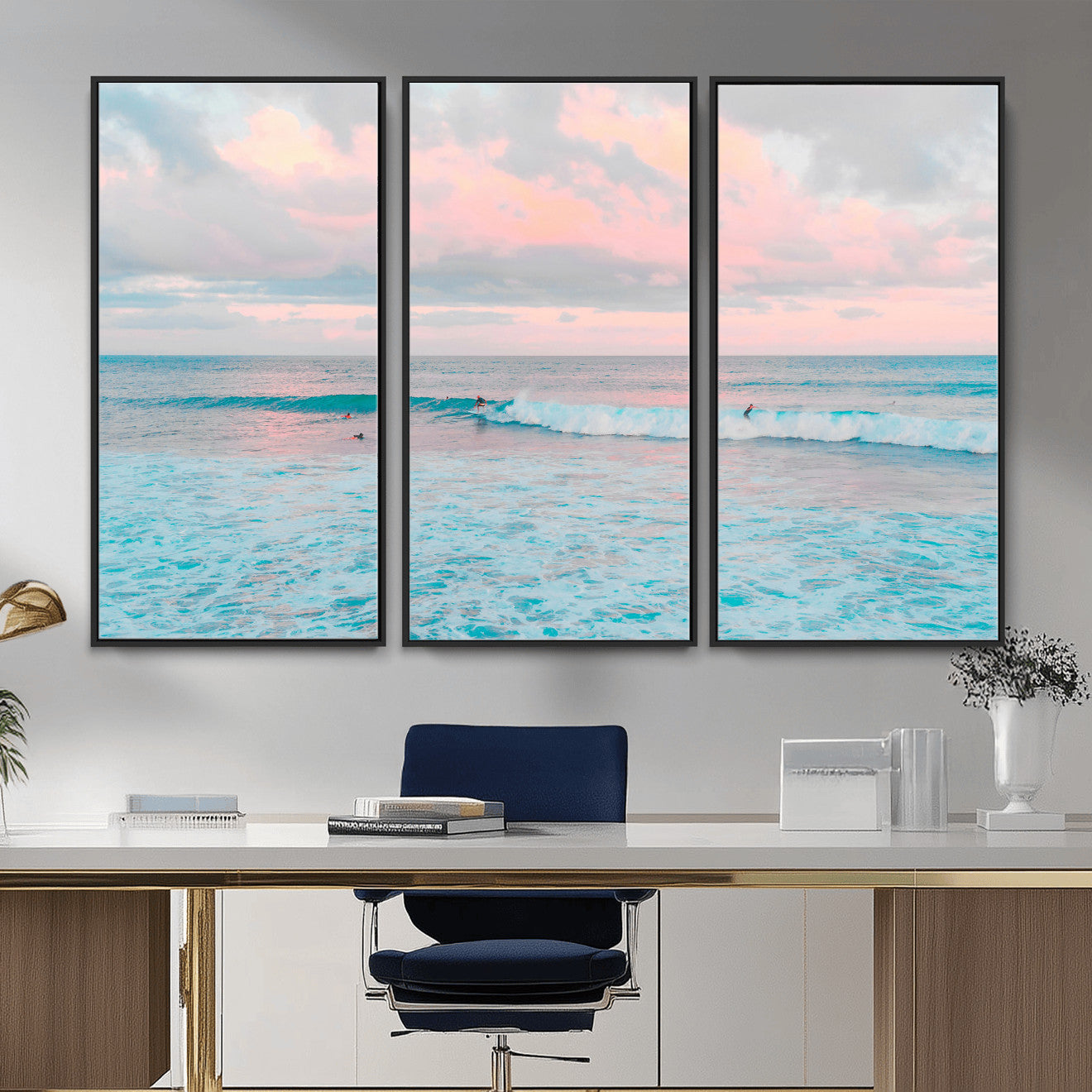 73216461-MGV-CV-36X24 - Ocean Wave Wall Art Canvas Print, Pastel Surf Seascape Photography, Coastal Beach Wall Decor
