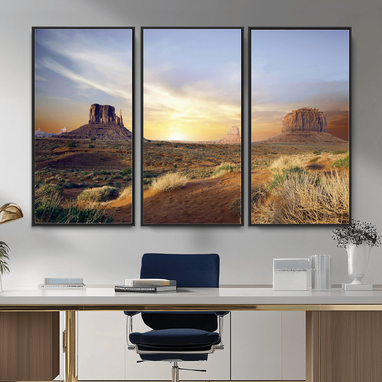 14901845-MGV-CV-36X24 - Monument Valley Desert Landscape Wall Art Canvas Print, Southwest Desert Rock Formation Canvas Print, Western Red Rock Panorama Art Printing
