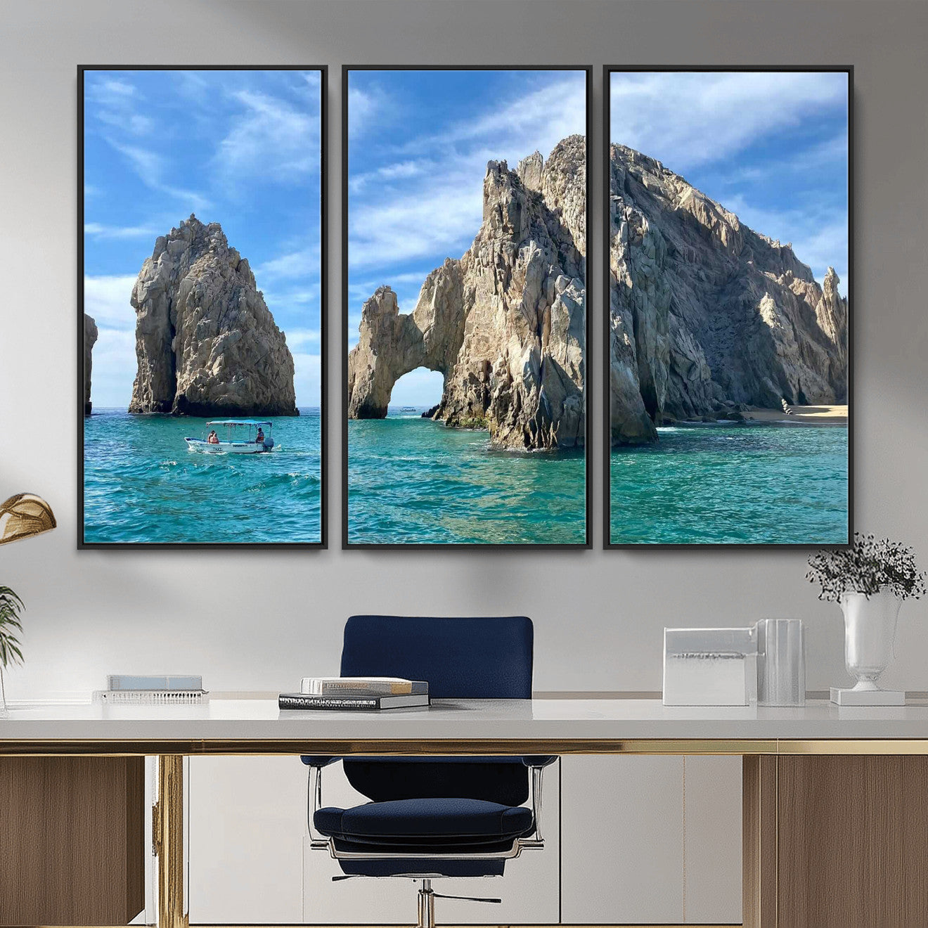 20946478-MGV-CV-36X24 - El Arco Cabo San Lucas Ocean Arch Wall Art Canvas Print, Baja California Rock Arch Seascape Canvas Print, Mexico Coastal Landmark Scenic Art Printing