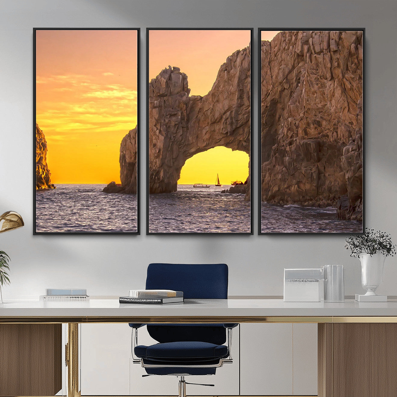 66414515-MGV-CV-36X24 - El Arco Cabo San Lucas Ocean Arch Wall Art Canvas Print, Baja California Rock Arch Seascape Canvas Print, Mexico Coastal Landmark Scenic Art Printing