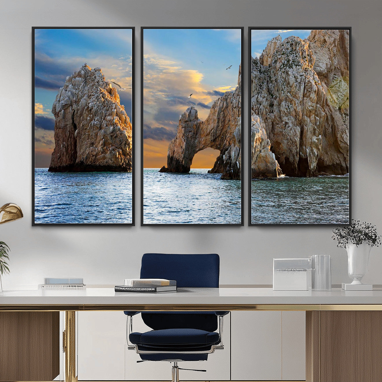 63505689-MGV-CV-36X24 - El Arco Cabo San Lucas Ocean Arch Wall Art Canvas Print, Baja California Rock Arch Seascape Canvas Print, Mexico Coastal Landmark Scenic Art Printing