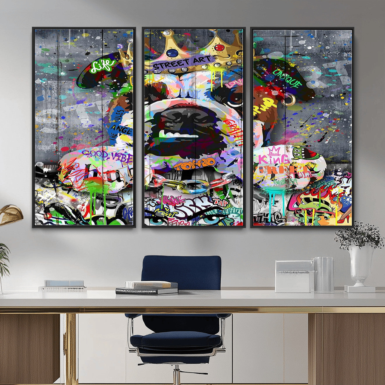 45209731-MGV-CV-36X24 - Dog Wall Decor for Teen Bedroom Decor - Graffiti Animal Canvas Wall Art for Teen Room Decor - Abstract Wall Painting Ready to Hang